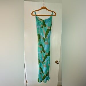 Green and Blue Camouflage Maxi Dress
